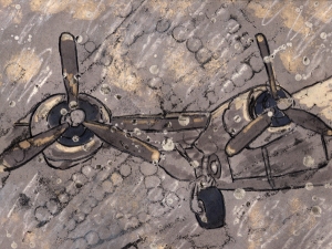 Propeller view with abstract rivet pattern 